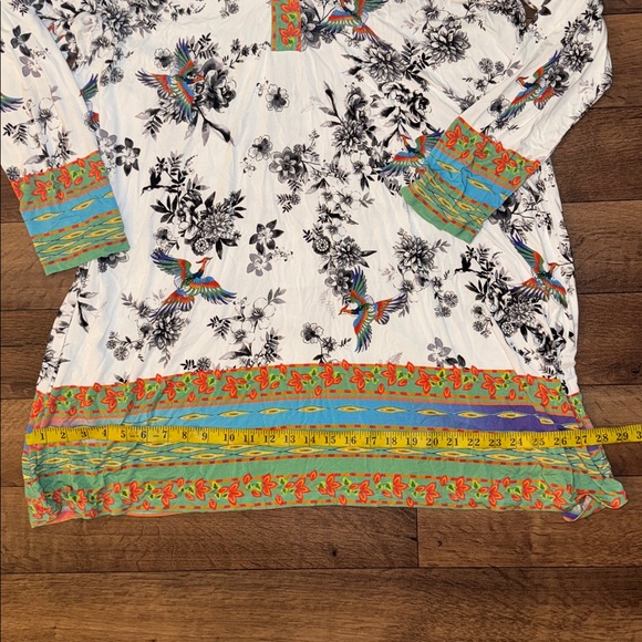 Johnny Was Size Extra Large The Janie Favorite Polo Swing Dress Bird Print Comfy - Picture 7 of 15